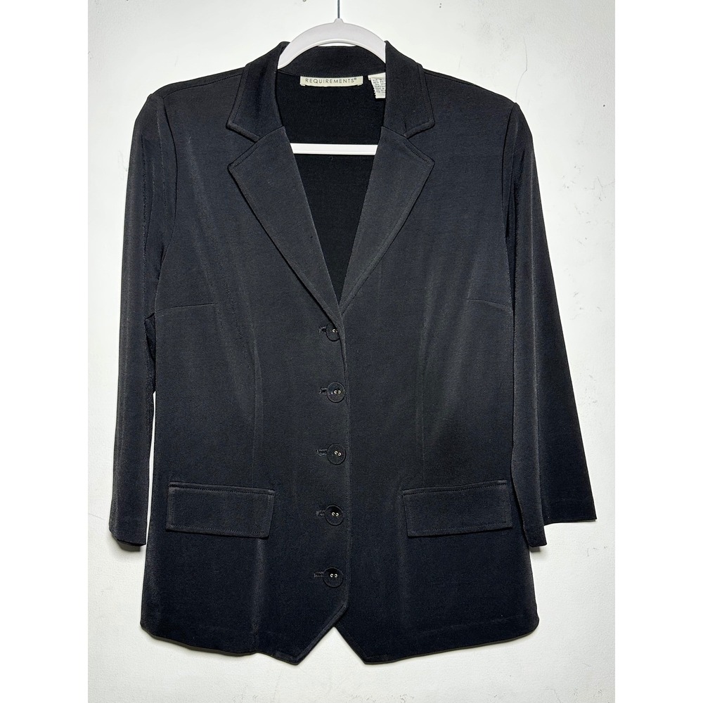 Requirements Black Button Blazer Jacket Women's Size S
